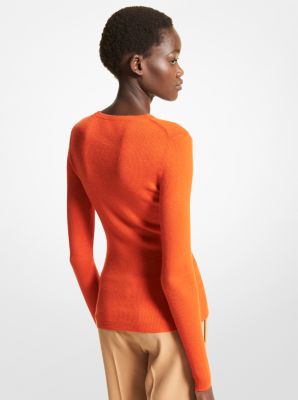 Hutton Featherweight Cashmere Sweater in ORANGE | Michael Kors