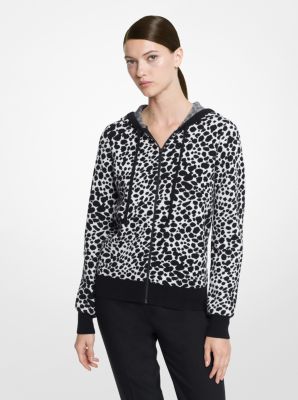 Ocelot Jacquard Hoodie in BLACK/WHITE | Michael Kors
