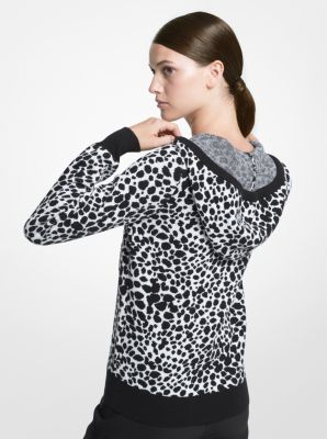 Ocelot Jacquard Hoodie in BLACK/WHITE | Michael Kors