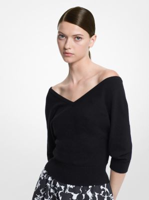 Cashmere Off-The-Shoulder Sweater in NOIR | Michael Kors