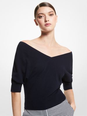 Cashmere Off-The-Shoulder Sweater in MIDNIGHT | Michael Kors