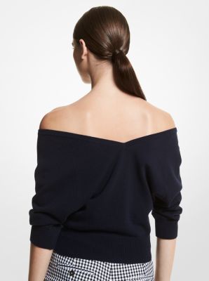 Cashmere Off-The-Shoulder Sweater in MIDNIGHT | Michael Kors