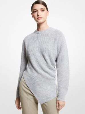 Cashmere Blend Asymmetric Sweater in PEARL GREY | Michael Kors