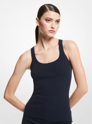 Tanktop aus gerippter Stretch-Viskose