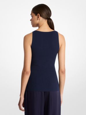 Ribbed Stretch Viscose Tank Top in MARITIME | Michael Kors