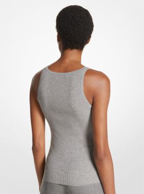 Michael Kors Metallic Ribbed Stretch Viscose Tank Top