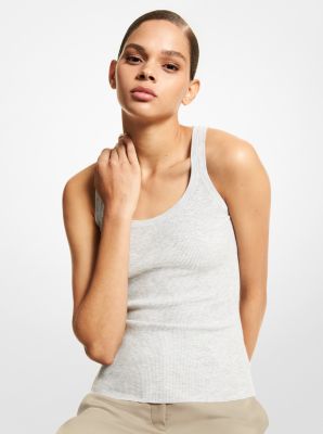 Ribbed Stretch Viscose Tank Top in GRIS PERLA | Michael Kors