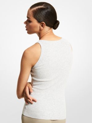 Ribbed Stretch Viscose Tank Top in PEARL GREY | Michael Kors