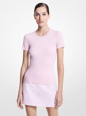Cashmere Short-Sleeve Sweater in PETAL | Michael Kors