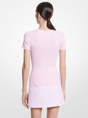 Cashmere Short-Sleeve Sweater in PETAL | Michael Kors