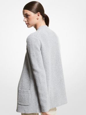 SHAKER KNIT CARDIGAN - Pearl gray