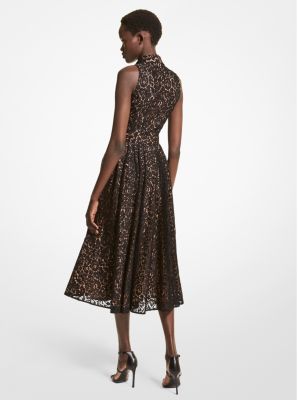 Robe chemisier en dentelle &agrave; motif floral in NOIR | Michael Kors
