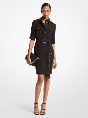 MICHAEL KORS COLLECTION Belted stretch organic cotton-poplin mini shirt  dress