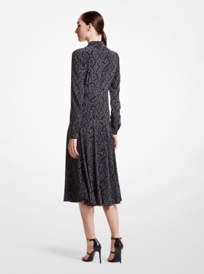 Python Silk Crepe De Chine Shirtdress in GRAPHITE | Michael Kors