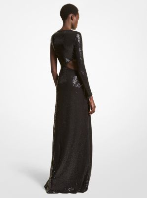 Hand-Embroidered Sequin Stretch Jersey Cutout Gown image number 1