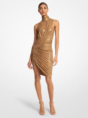 Hand Embroidered Sequin Jersey Elliptical Dress Michael Kors