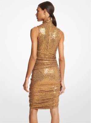 Hand-Embroidered Sequin Jersey Elliptical Dress