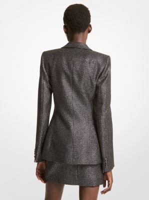 Georgina Metallic Dogtooth Wool Blend Blazer