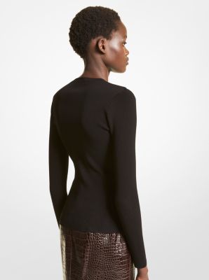 Stretch Viscose Cutout Sweater