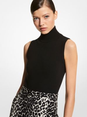 Cashmere Blend Turtleneck Bodysuit in NEGRO | Michael Kors