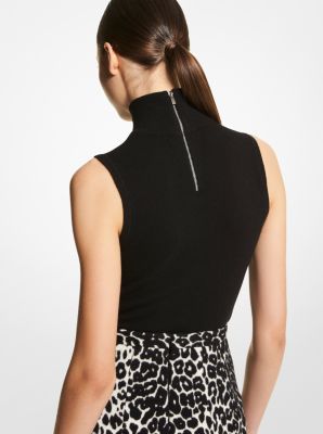 Cashmere Blend Turtleneck Bodysuit in BLACK | Michael Kors