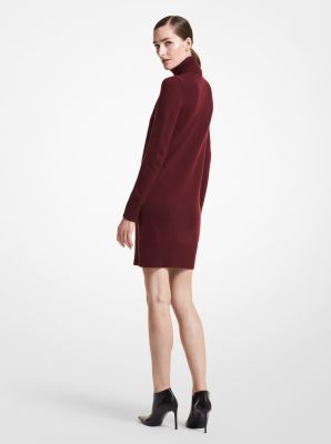 Kaia Cashmere Turtleneck Dress in BURGUNDY | Michael Kors