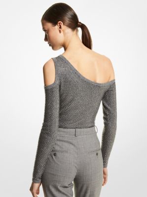 Crystal Embellished Stretch Cashmere Bodysuit