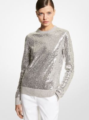 MICHAEL Michael Kors Sequin Knit Crew Neck Short Sleeve Fish Scale