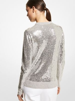 MICHAEL Michael Kors Sequin Knit Crew Neck Short Sleeve Fish Scale