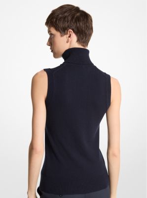 Ärmelloser Rollkragenpullover aus Kaschmir