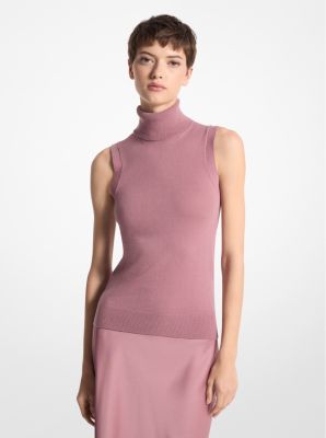 Pull à col roulé sans manches en cachemire