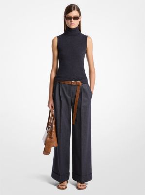 Suéter de cuello de tortuga de cachemir sin mangas