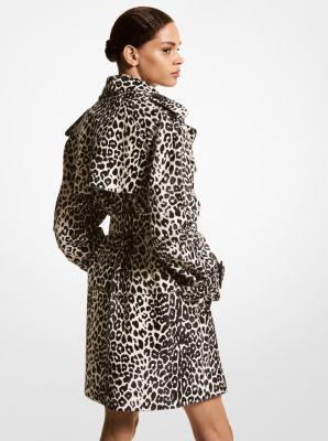 Leopard Print Calf Hair Trench Coat