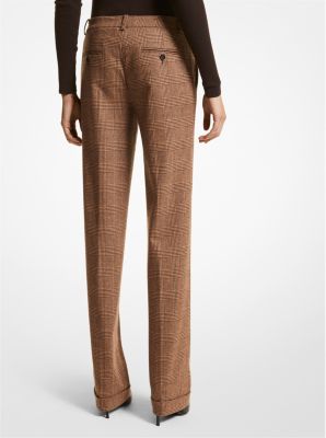 GLEN PLAID WOMENS BROWN DRESS PANTS