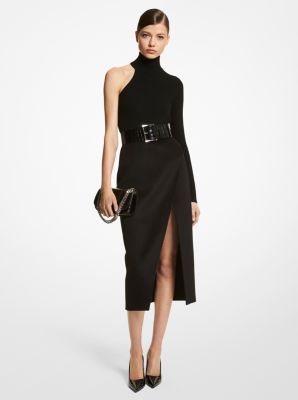 Gonna in cashgora double-face con spacco in NERO | Michael Kors