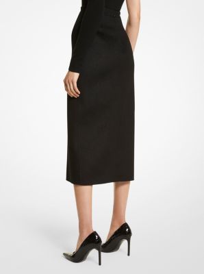 Gonna in cashgora double-face con spacco in NERO | Michael Kors