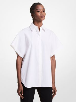Stretch Organic Cotton Poplin Shirt in BLANCO INTENSO | Michael Kors