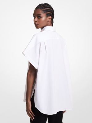 Stretch Organic Cotton Poplin Shirt in BLANCO INTENSO | Michael Kors