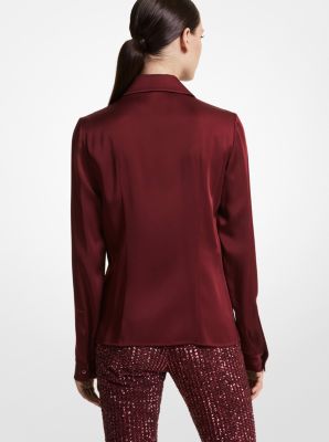 Hansen Satin Charmeuse Shirt in BURGUNDY | Michael Kors