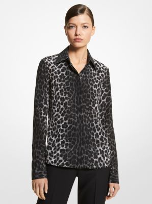 Hansen Leopard Silk Crepe De Chine Shirt | Michael Kors