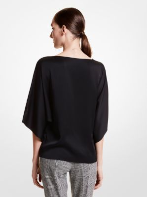 Nikki Satin Charmeuse Blouse in BLACK | Michael Kors