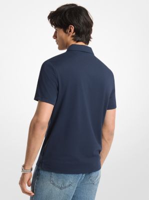 Polo in piqu&eacute; di misto cotone con zip in NOTTE | Michael Kors