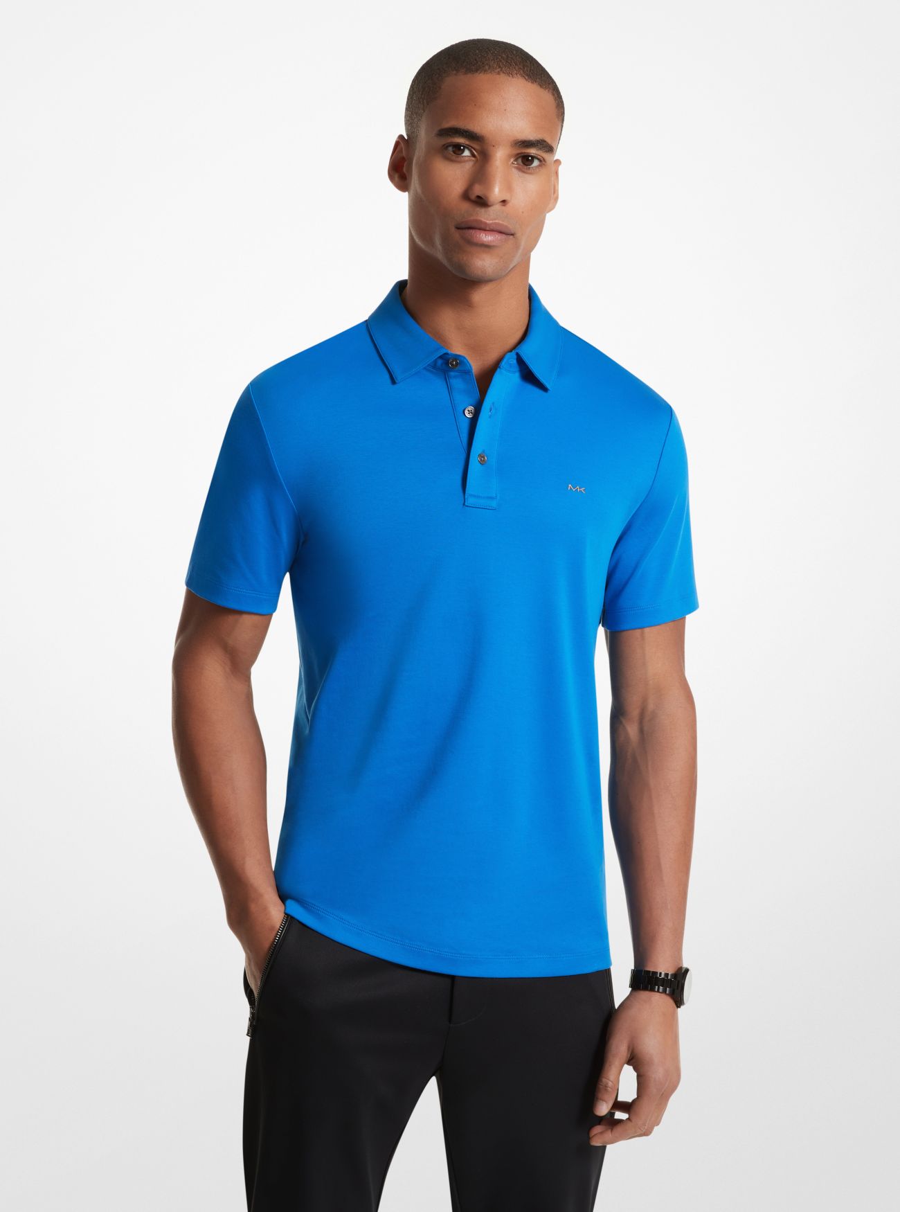 MK Cotton Polo Shirt - Blue - Michael Kors