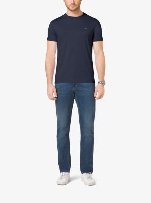 Thumbnail - MK T-Shirt Aus Baumwolle Mit Rundhalsausschnitt - Blau - Michael Kors
