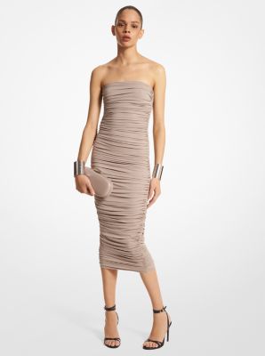 Stretch Matte Jersey Ruched Strapless Dress image number 0