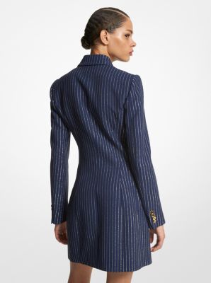 Metallic Pinstripe Double Crepe Sablé Tuxedo Dress image number 1