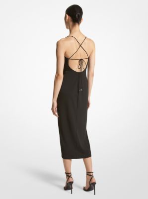 Stretch Matte Jersey Gathered Dress in BLACK | Michael Kors