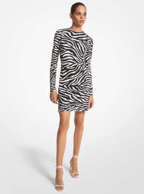 Zebra Stretch Matte Jersey Shift Dress | Michael Kors