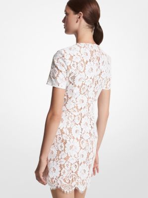 Lace Cotton Blend Dress W/logo