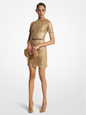 Floral Lace Flare-Sleeve Empire Dress | Michael Kors
